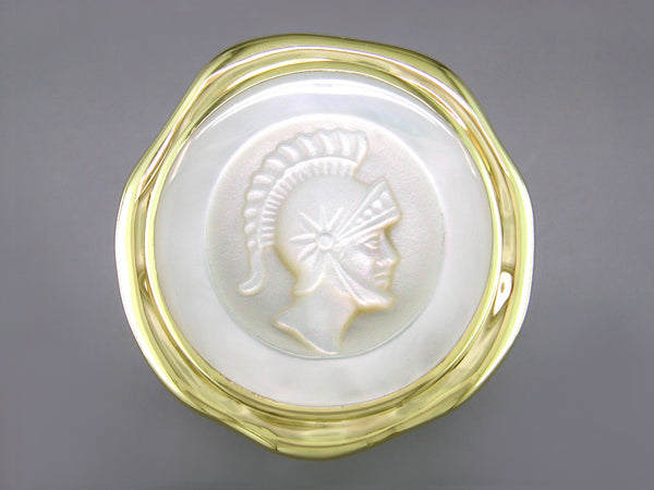 WHITE MOTHER OF PEARL INTAGLIO WARRIOR RING