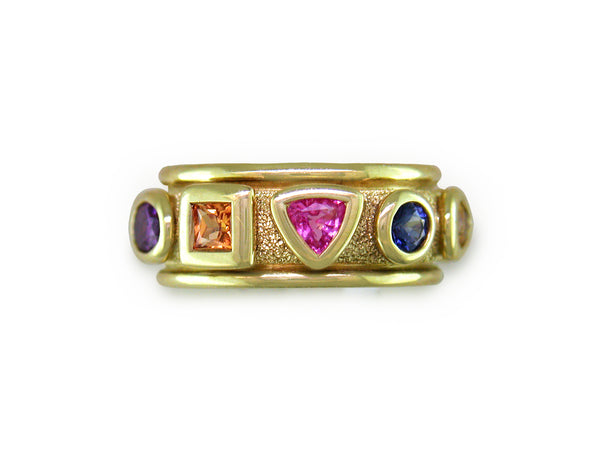 MULTICOLOR SAPPHIRE 10-STONE RING