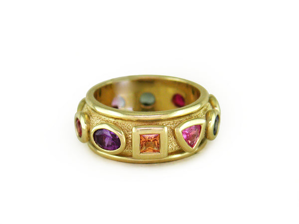 MULTICOLOR SAPPHIRE 10-STONE RING