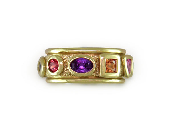 MULTICOLOR SAPPHIRE 10-STONE RING