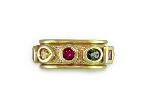 MULTICOLOR SAPPHIRE 10-STONE RING