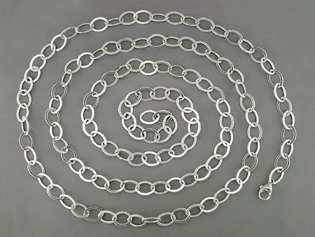 SILVER FLAT OVAL LINK CHAIN NECKLACE
