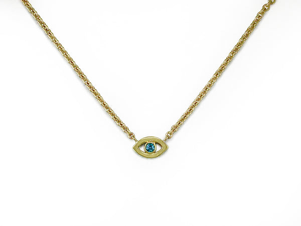 BLUE DIAMOND ANTI-EVIL EYE PENDANT NECKLACE