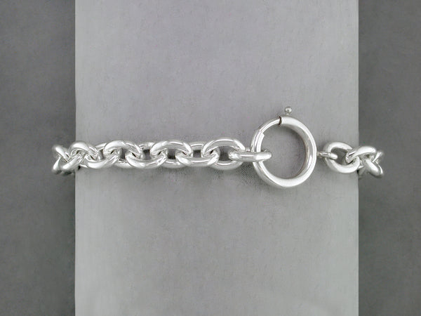 SILVER CABLE CHAIN BRACELET WITH LARGE SPRING RING CLASP
