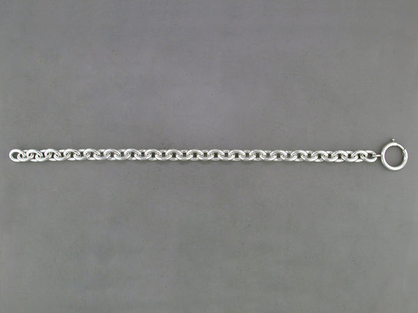 SILVER CABLE CHAIN BRACELET WITH LARGE SPRING RING CLASP