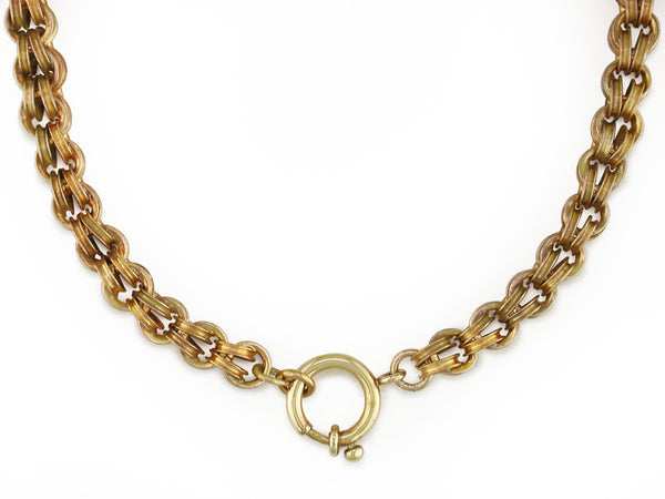 VICTORIAN YELLOW GOLD ROLLO CHAIN NECKLACE