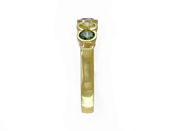 MULTICOLOR DIAMOND 5-STONE HALF-BEZEL RING
