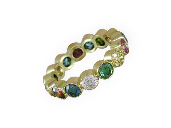 MULTICOLOR DIAMOND BEZEL SET ETERNITY RING