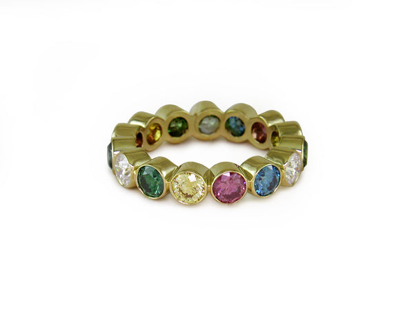 MULTICOLOR DIAMOND BEZEL SET ETERNITY RING