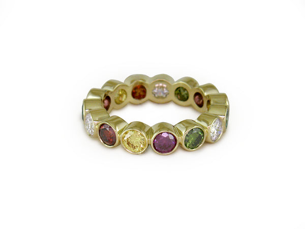 MULTICOLOR DIAMOND BEZEL SET ETERNITY RING