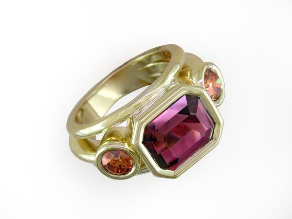 GARNET & ORANGE DIAMOND RING