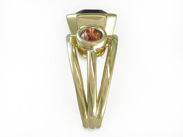 GARNET & ORANGE DIAMOND RING