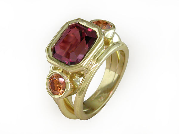 GARNET & ORANGE DIAMOND RING