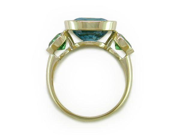 BLUE ZIRCON & TSAVORITE RING