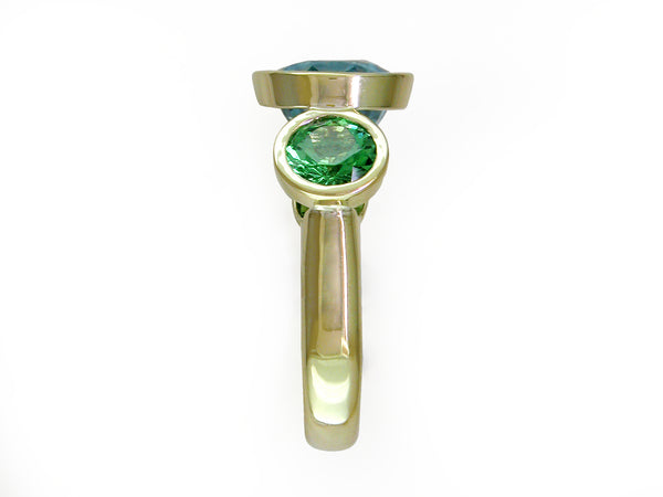 BLUE ZIRCON & TSAVORITE RING