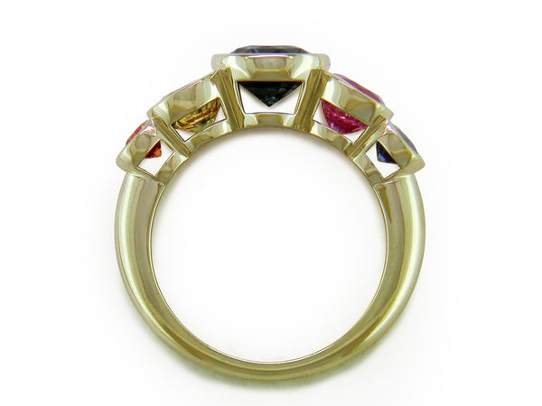 MULTICOLOR SAPPHIRE 5-STONE HALF-BEZEL RING