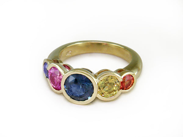 MULTICOLOR SAPPHIRE 5-STONE HALF-BEZEL RING