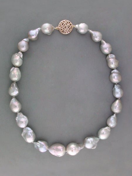 SILVER/GREY BAROQUE FRESHWATER PEARL NECKLACE