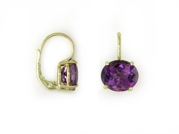 OVAL AMETHYST EUROWIRE EARRINGS