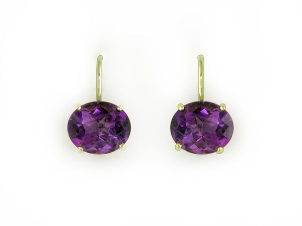 OVAL AMETHYST EUROWIRE EARRINGS