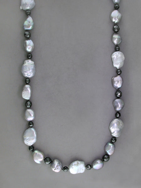 BAROQUE FRESHWATER PEARL & HEMATITE NECKLACE