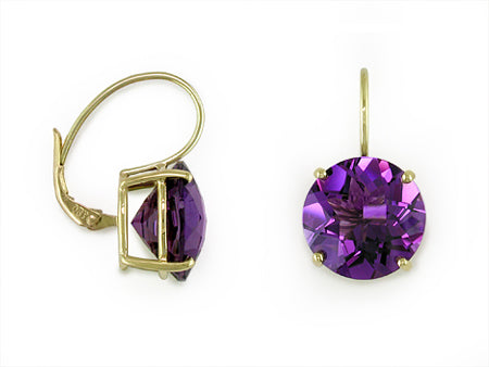ROUND AMETHYST EUROWIRE EARRINGS