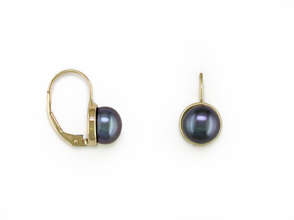 FRESHWATER PEARL BEZEL EUROWIRE EARRINGS
