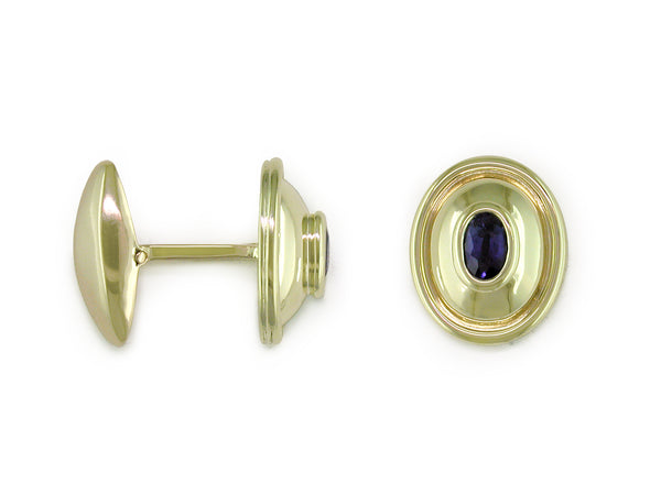 BLUE SAPPHIRE & YELLOW GOLD CUFFLINKS