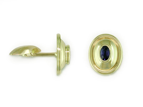 BLUE SAPPHIRE & YELLOW GOLD CUFFLINKS