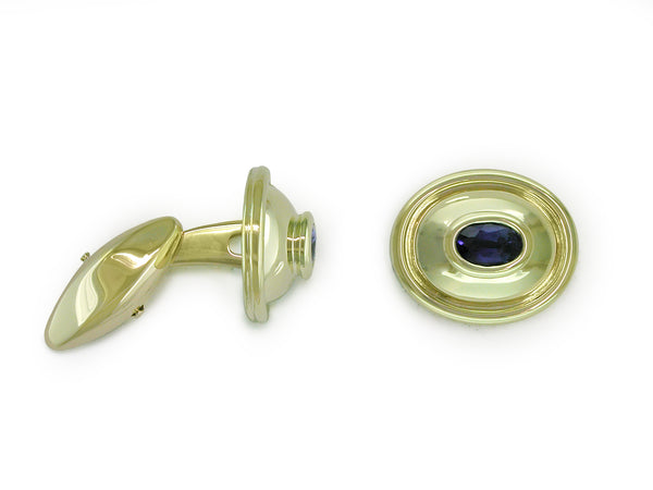 BLUE SAPPHIRE & YELLOW GOLD CUFFLINKS