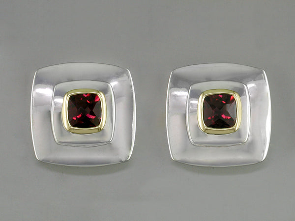 STERLING SILVER & GARNET CUFFLINKS