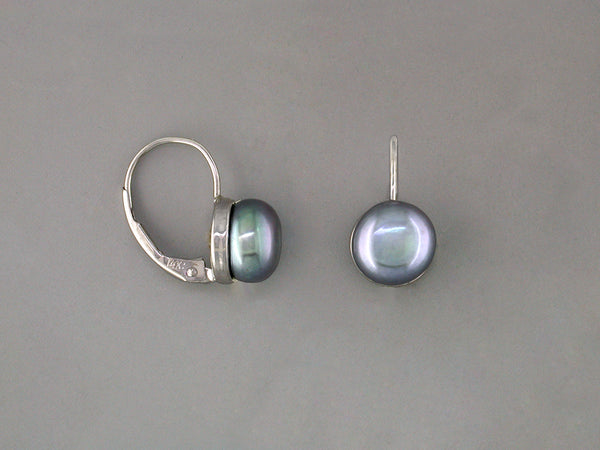 FRESHWATER PEARL BEZEL EUROWIRE EARRINGS