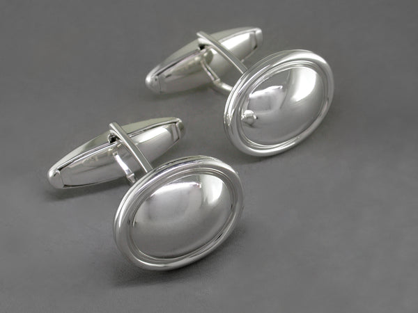 OVAL STERLING SILVER CUFFLINKS