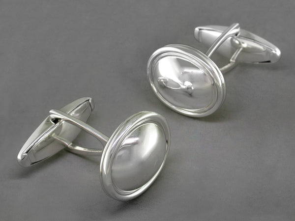 OVAL STERLING SILVER CUFFLINKS