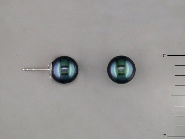 IRIDESCENT BLACK PEARL STUD EARRINGS