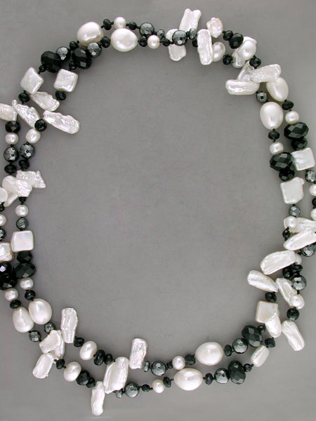 MULTI-SHAPE PEARL & GEMSTONE NECKLACE