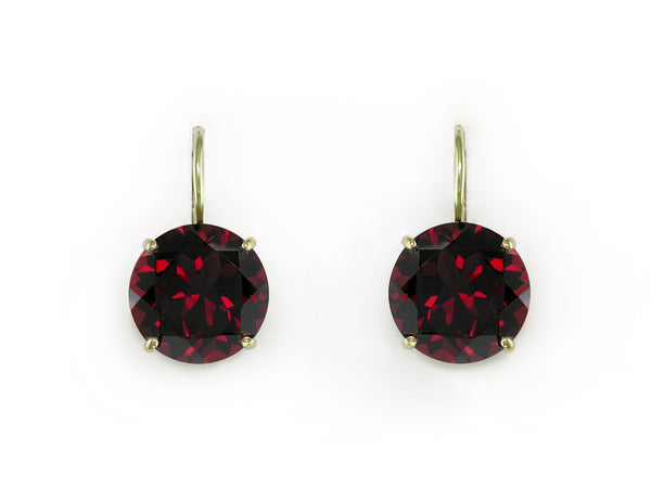 ROUND GARNET EUROWIRE EARRINGS