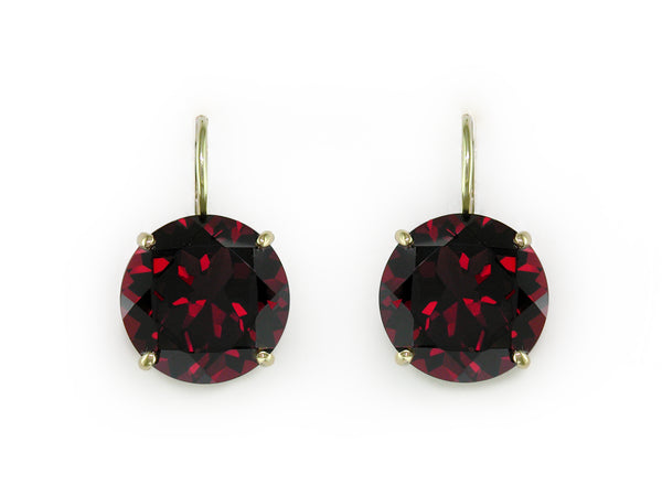 ROUND GARNET EUROWIRE EARRINGS