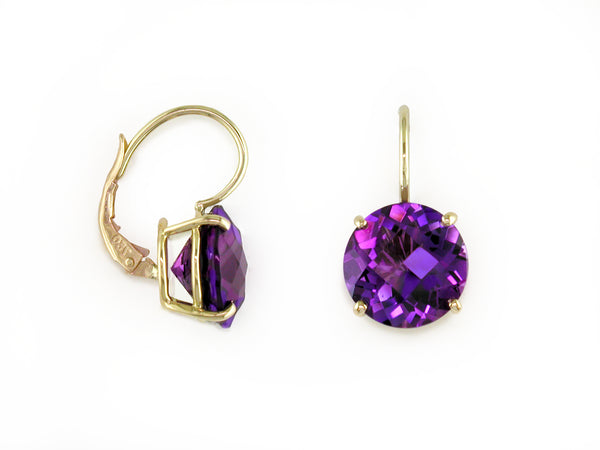 ROUND AMETHYST EUROWIRE EARRINGS