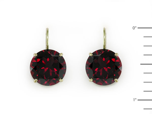 ROUND GARNET EUROWIRE EARRINGS