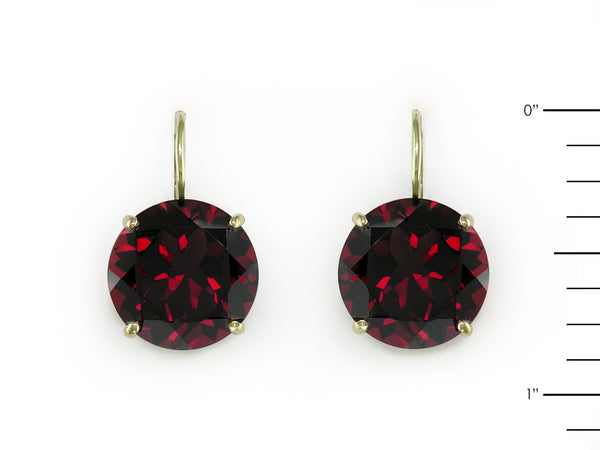 ROUND GARNET EUROWIRE EARRINGS