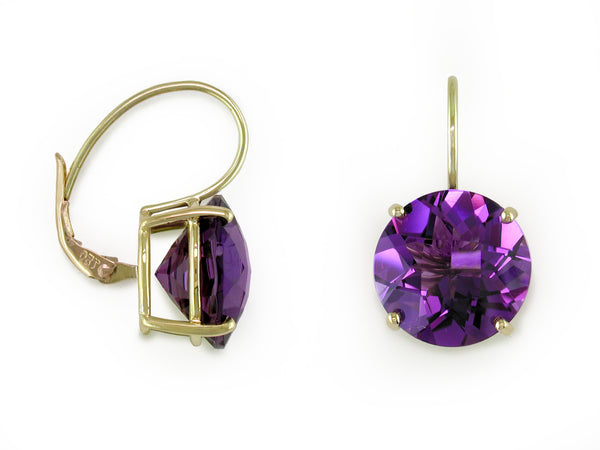 ROUND AMETHYST EUROWIRE EARRINGS
