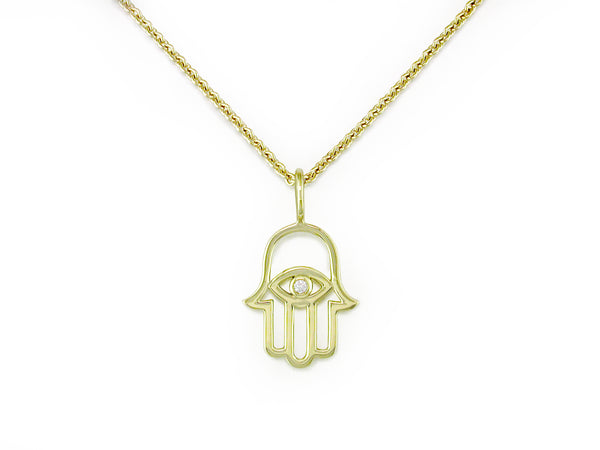 HAMSA PENDANT WITH DIAMOND OR SAPPHIRE