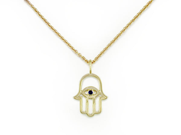HAMSA PENDANT WITH DIAMOND OR SAPPHIRE