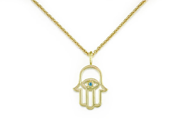 HAMSA PENDANT WITH DIAMOND OR SAPPHIRE