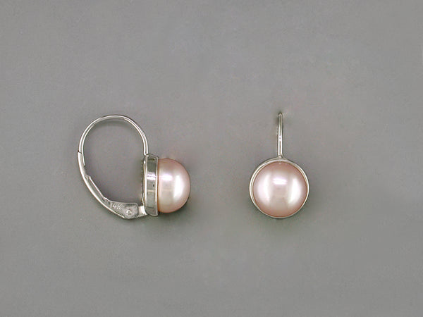 FRESHWATER PEARL BEZEL EUROWIRE EARRINGS