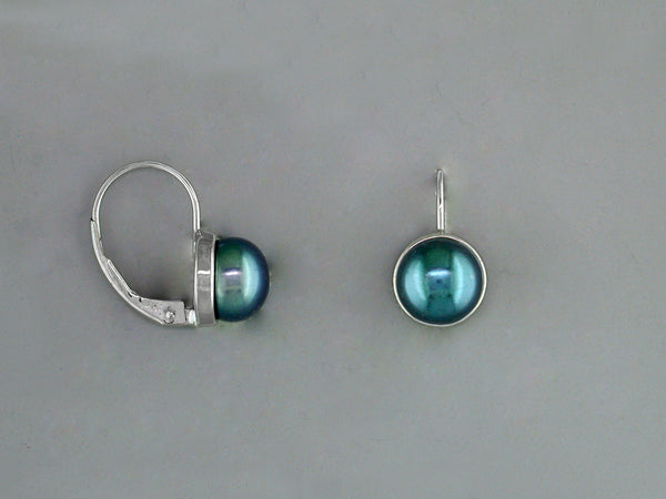 FRESHWATER PEARL BEZEL EUROWIRE EARRINGS