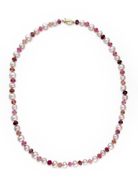 PINK PEARL & RONDEL GEMSTONE NECKLACE