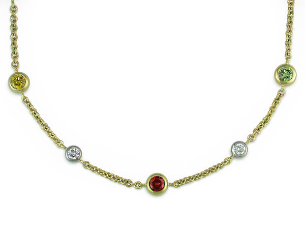 MULTICOLOR DIAMOND & YELLOW GOLD NECKLACE