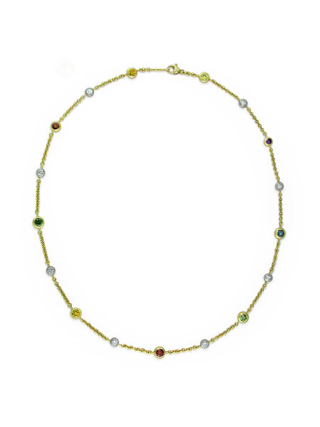 MULTICOLOR DIAMOND & YELLOW GOLD NECKLACE